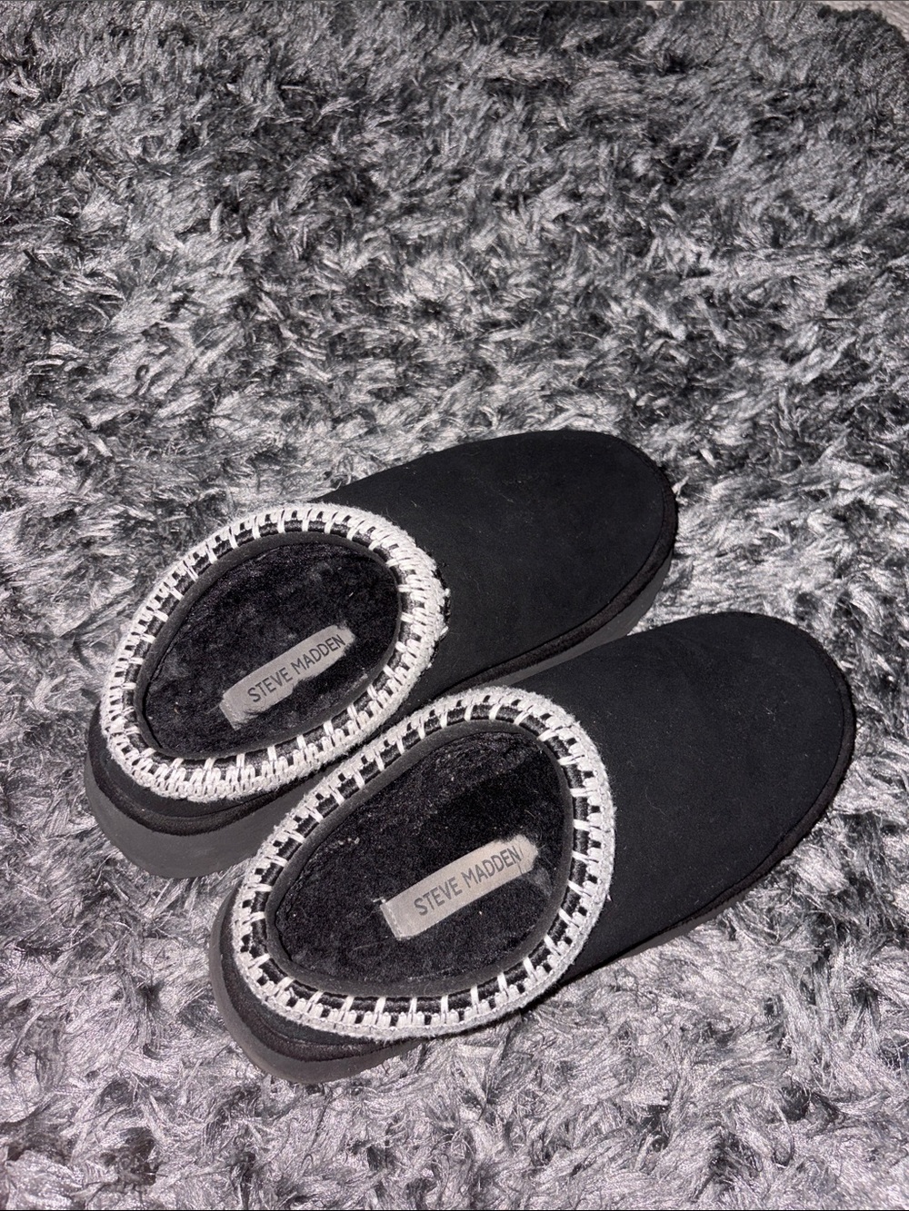 Steve Madden Women’s Black Slip-On Cozy Slippers